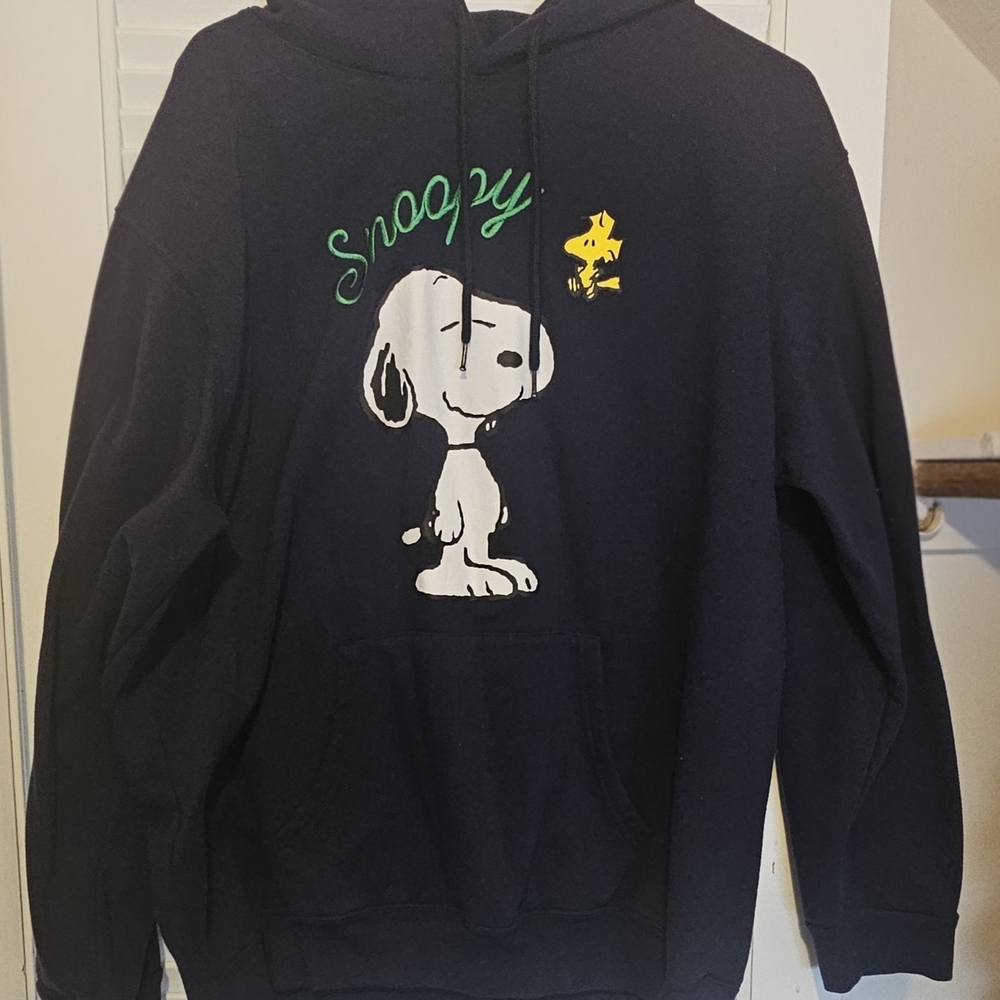 Peanuts Navy Blue  and White Graphic Hoodie